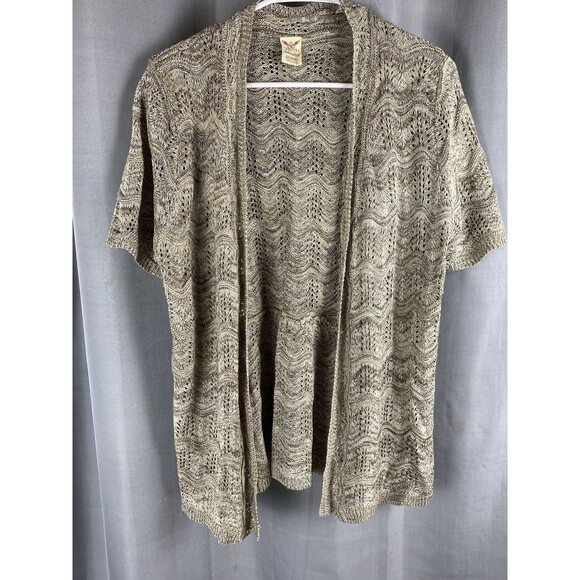 Faded Glory Tops - Faded Glory  Womens Sz 1X Open Front  Brown Cardigan Short Sleeve